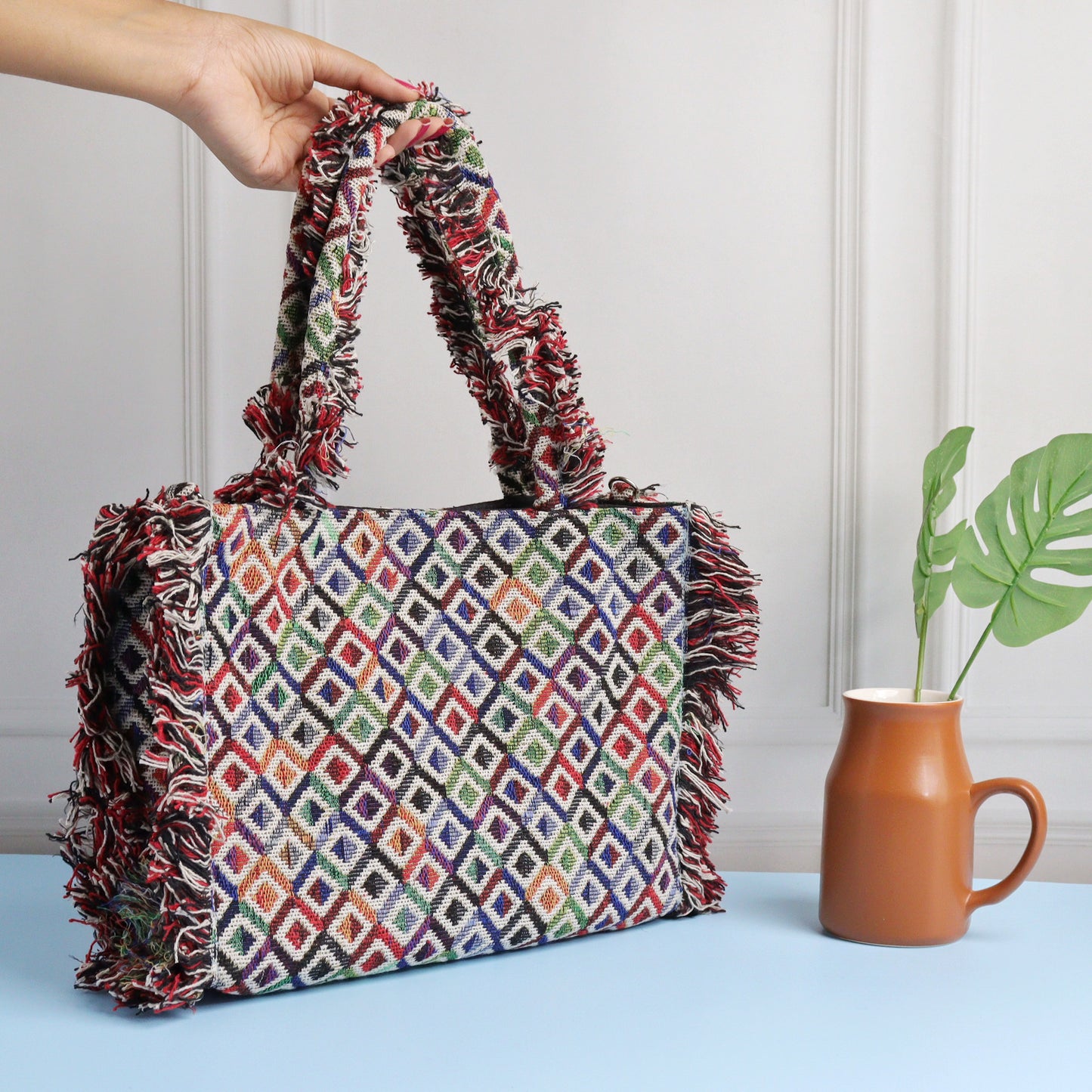 Rumpled ZicZac Jacquard Tote