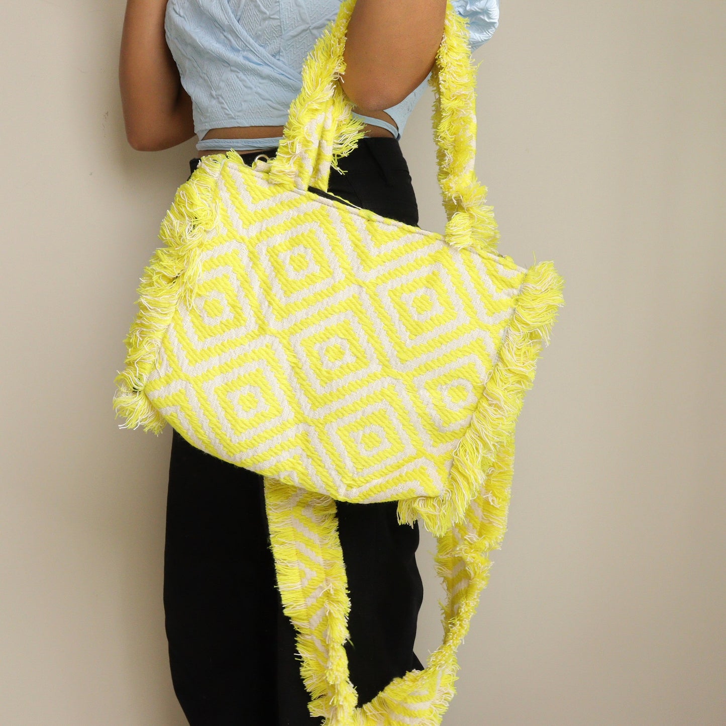 Rumpled Lime Jacquard Tote