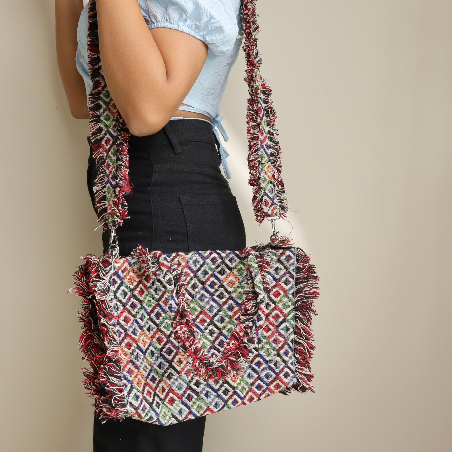 Rumpled ZicZac Jacquard Tote