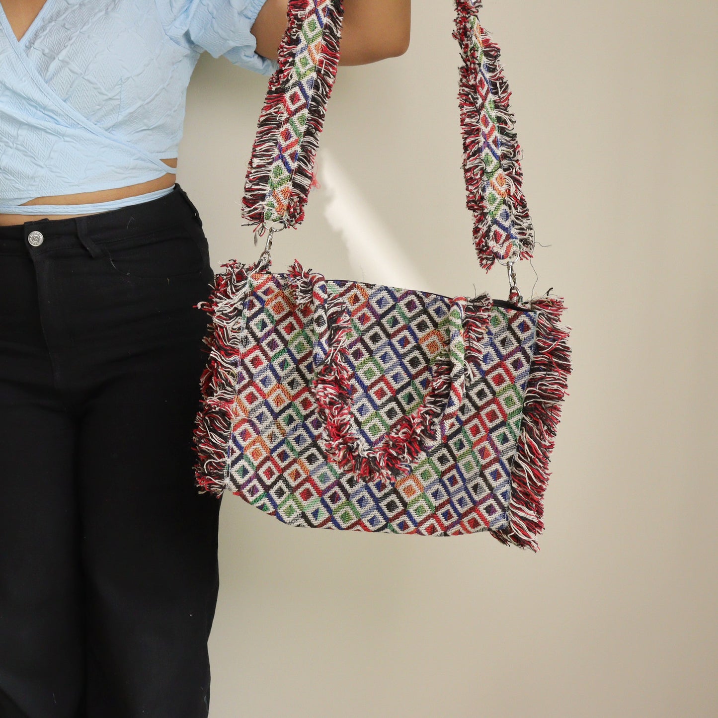 Rumpled ZicZac Jacquard Tote