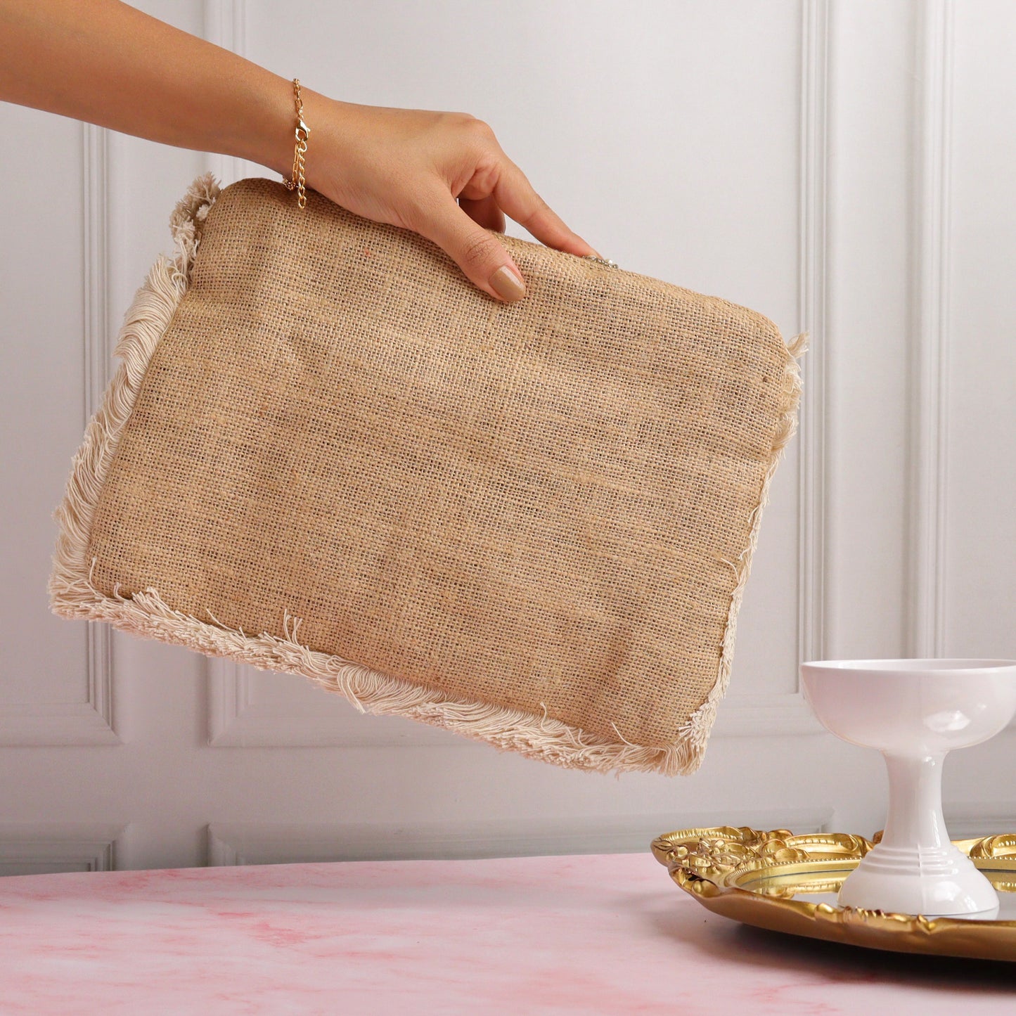 Jute Got Pearl'd Bag