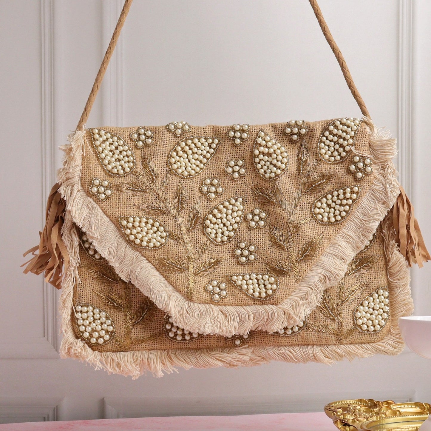 Jute Got Pearl'd Bag