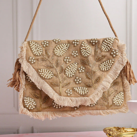 Jute Got Pearl'd Bag
