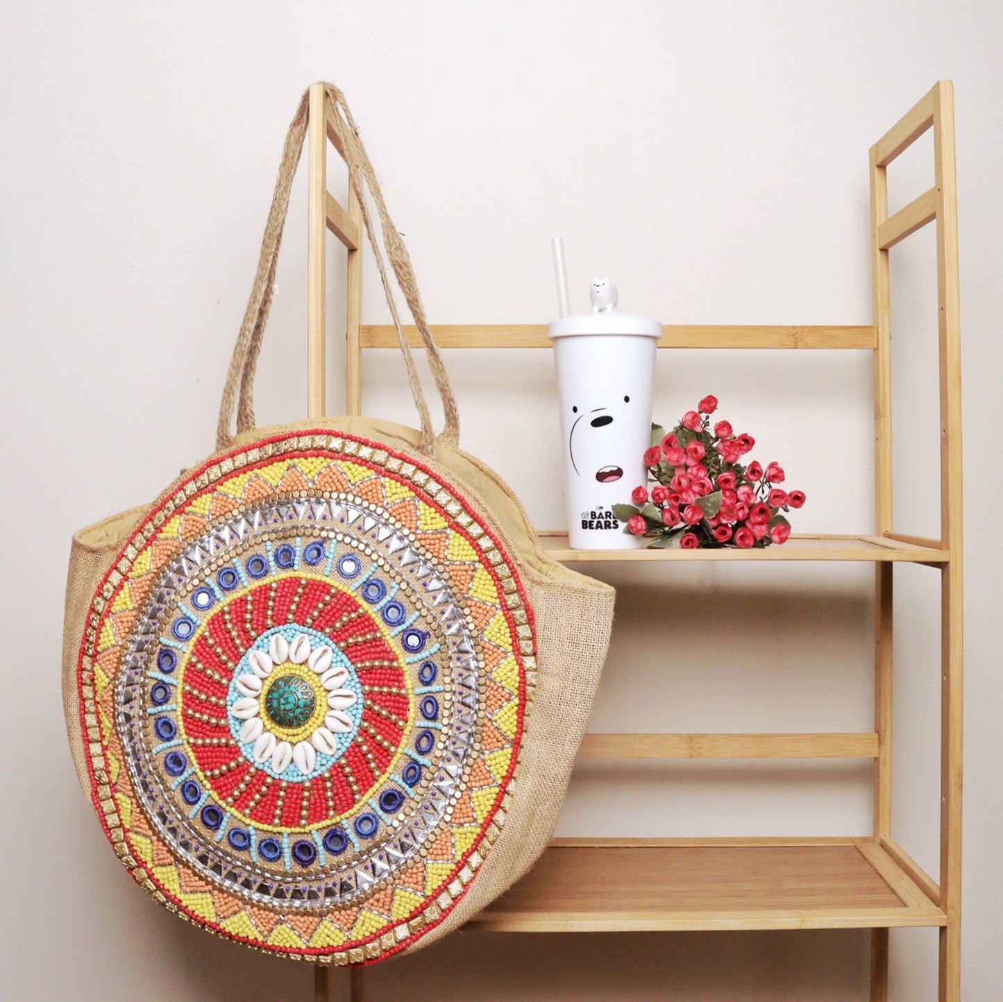 Bonita Round Red Beaded