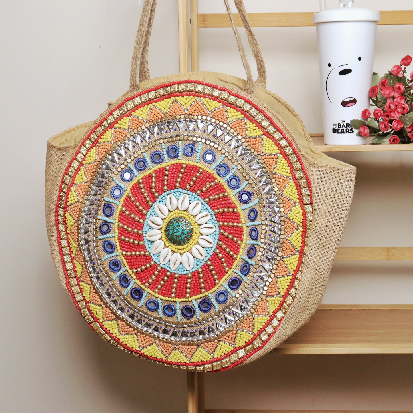 Bonita Round Red Beaded