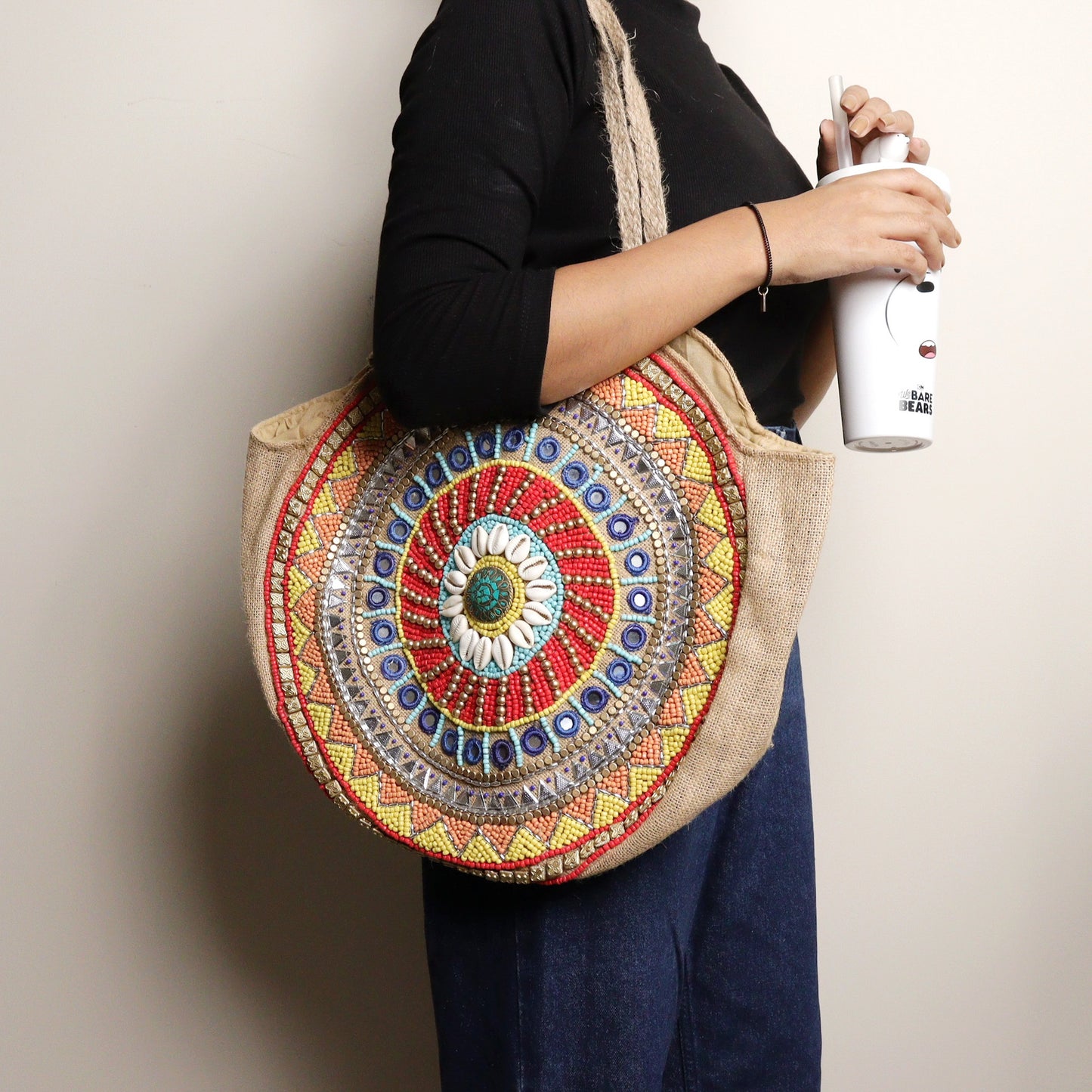 Bonita Round Red Beaded