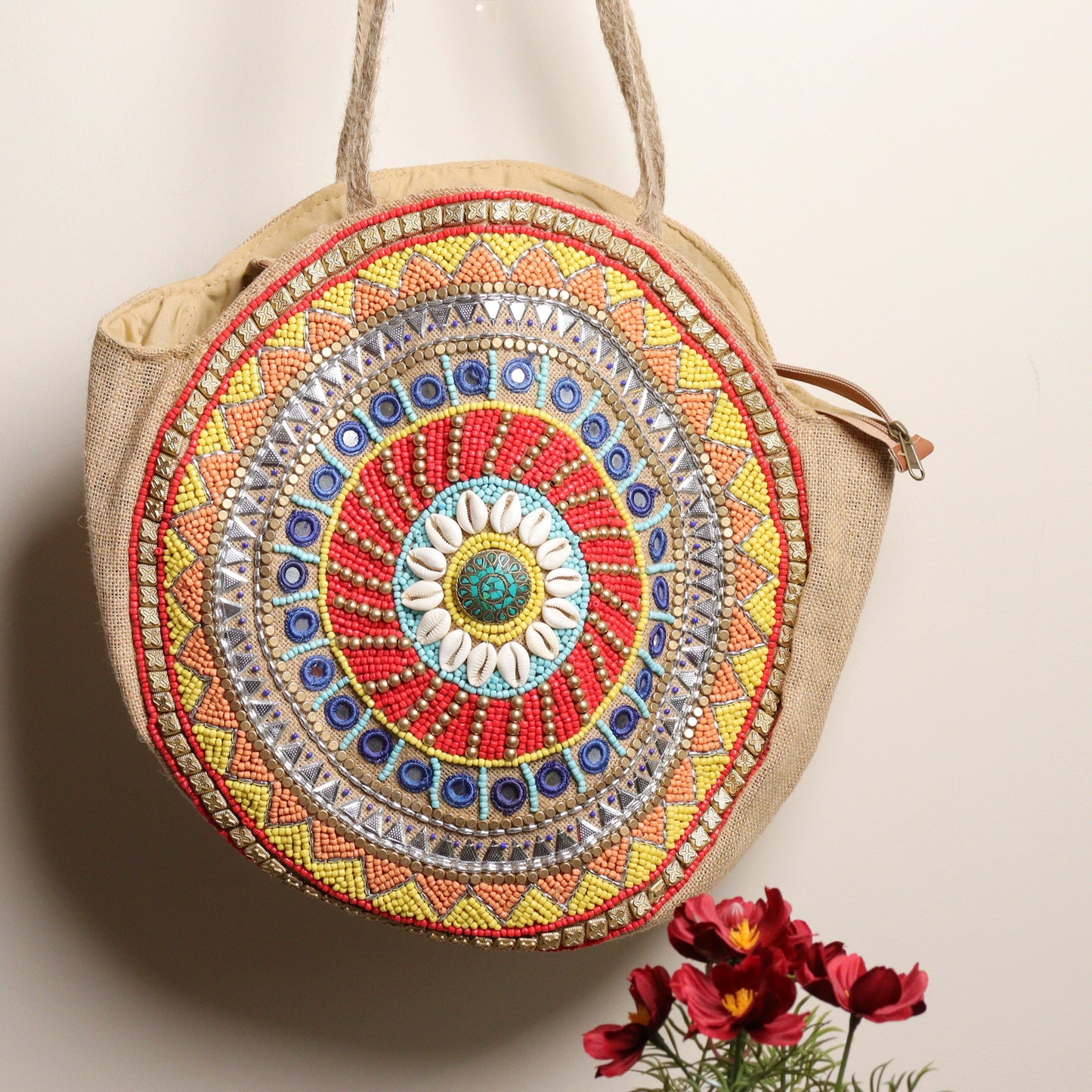 Bonita Round Red Beaded