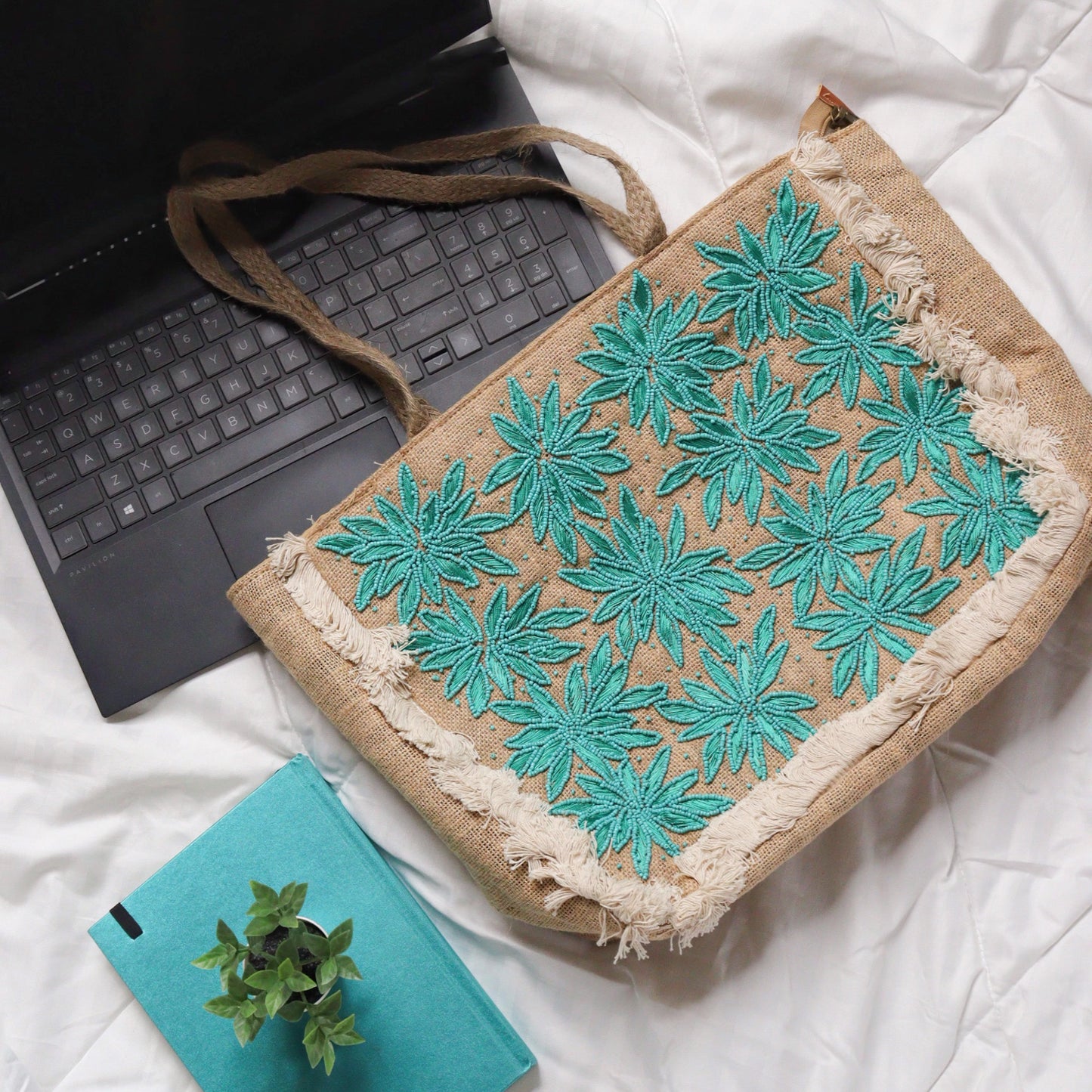 Blossoming Jute Tote