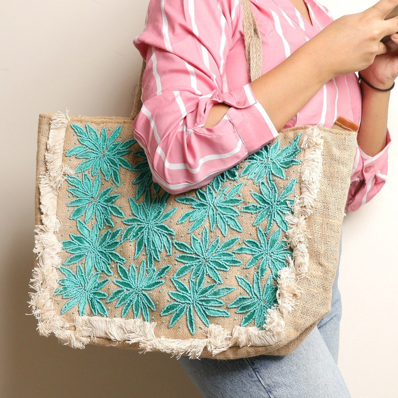 Blossoming Jute Tote