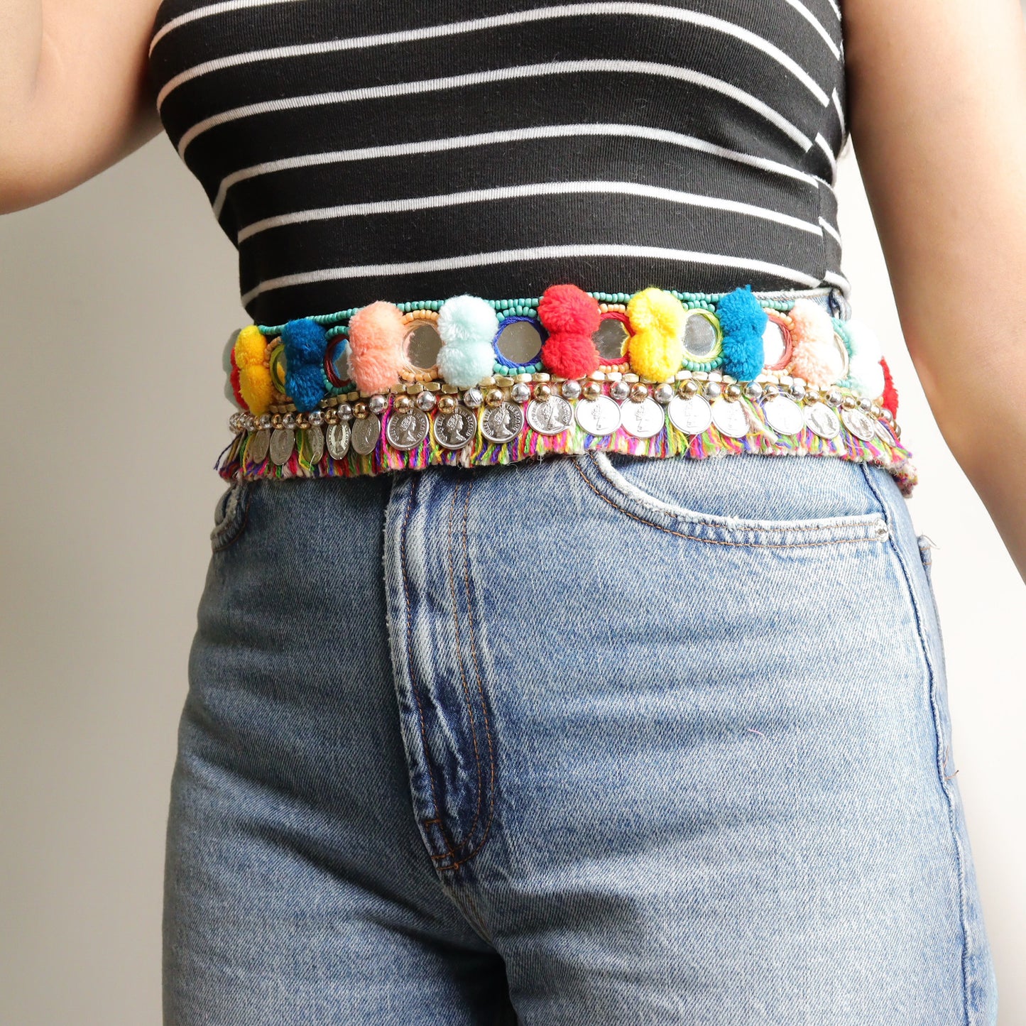 Bohemian Coin Waist Belt - Rainbow