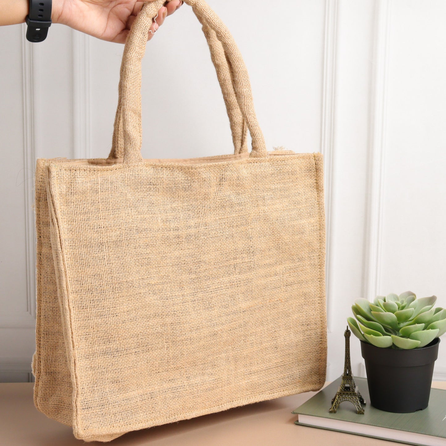 Mirror Natural Jute Tote Box Bag