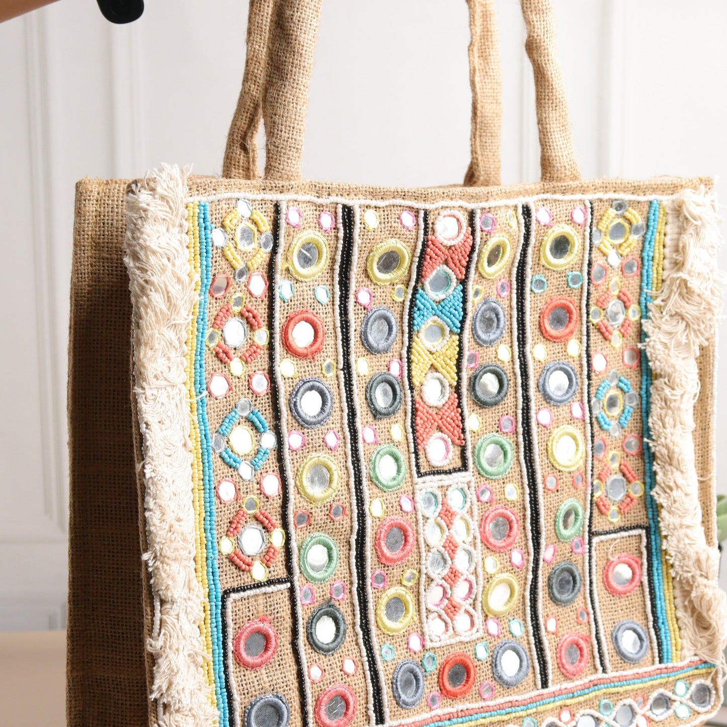 Mirror Natural Jute Tote Box Bag