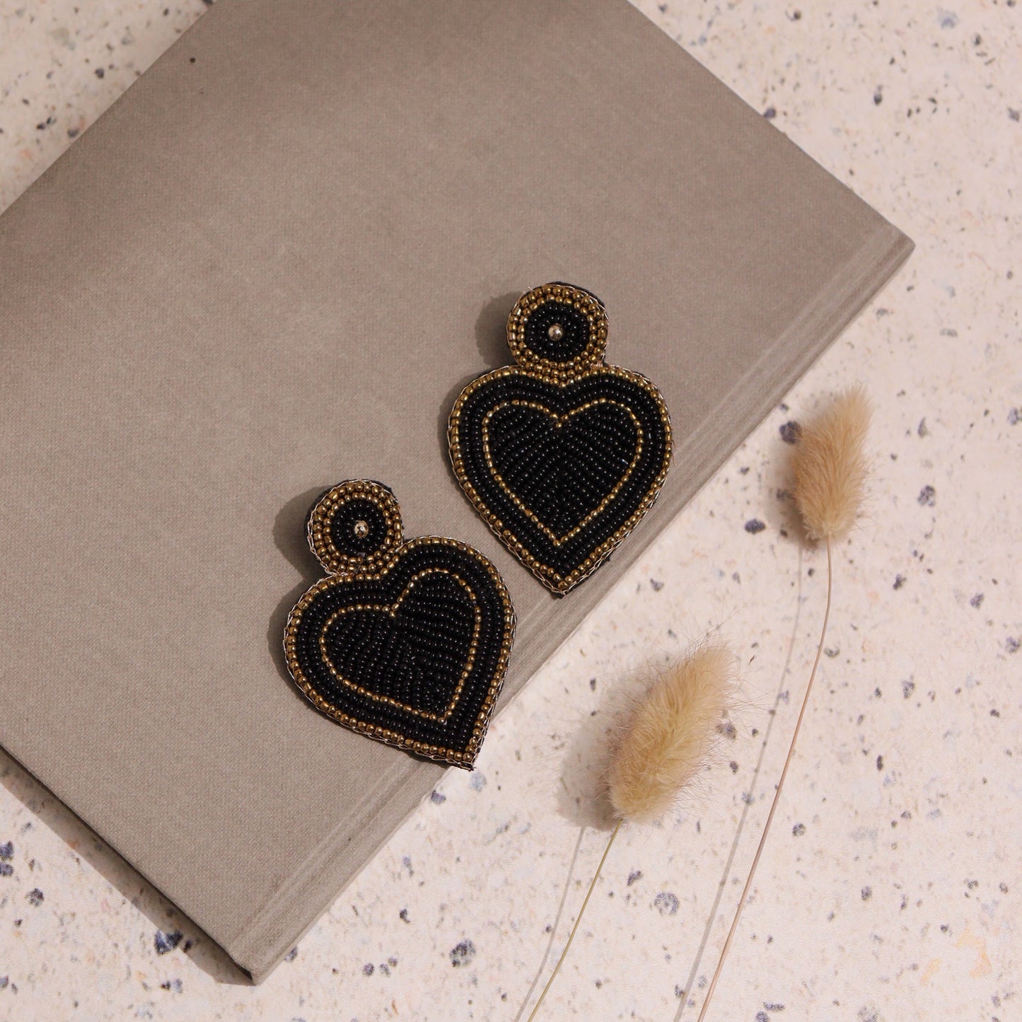 Black heart earrings