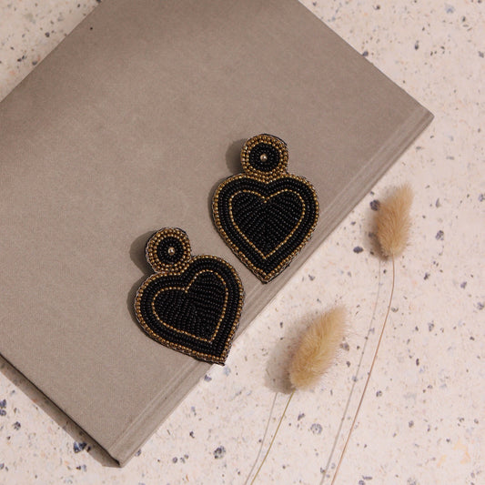 Black heart earrings