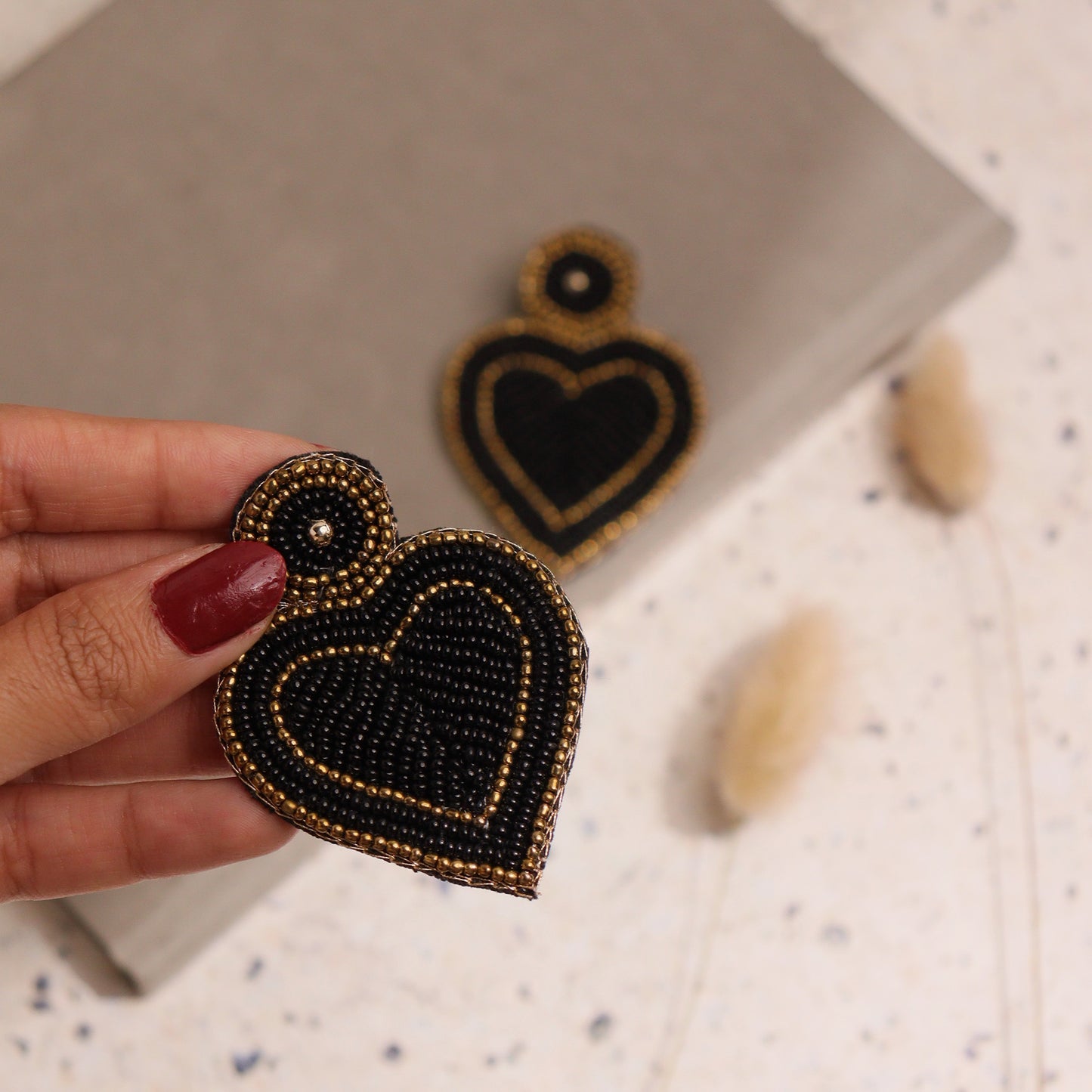 Black heart earrings
