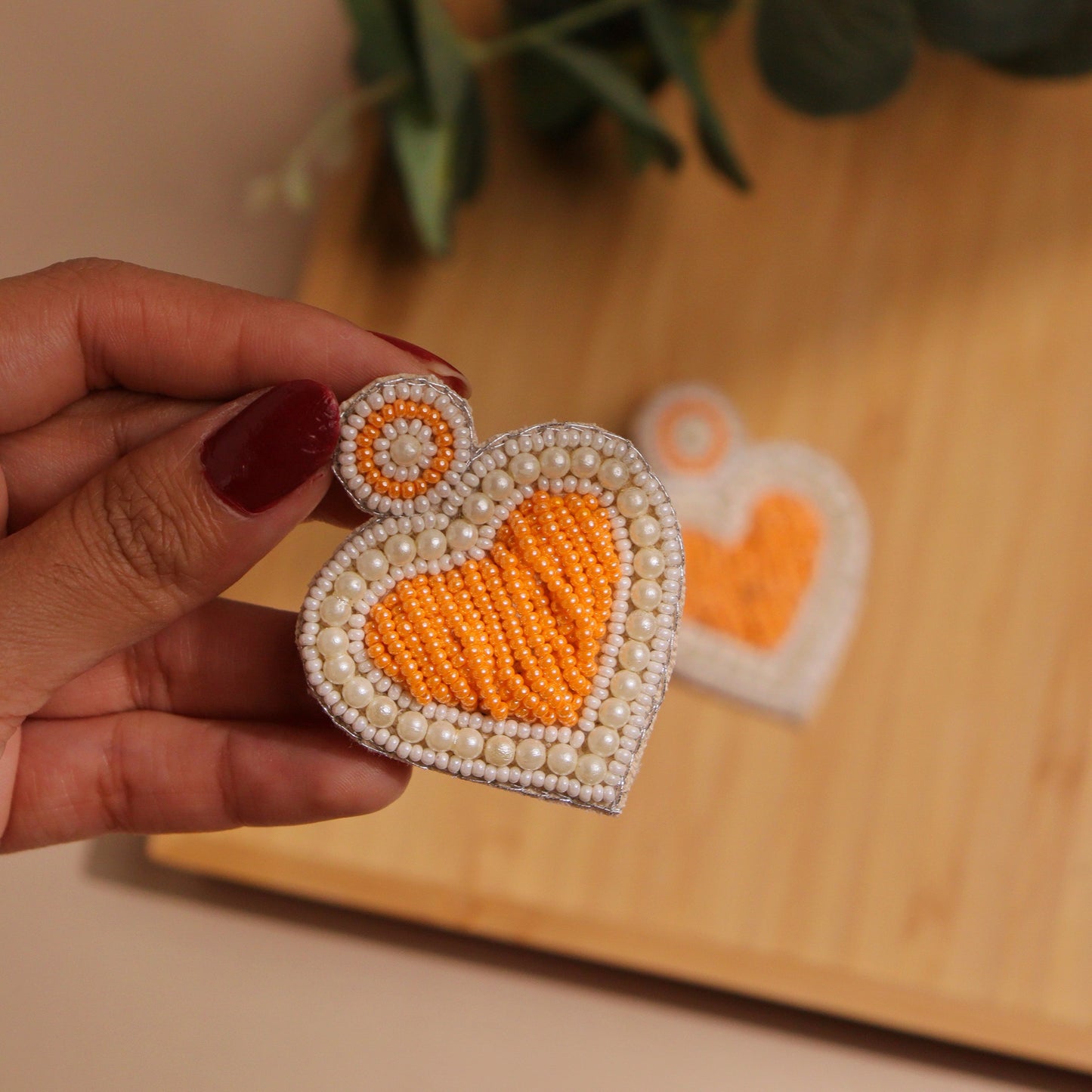Hearty Orange Earring
