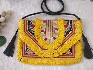 Shillong Yellow Raffia HandMade Clutch Boho Bag