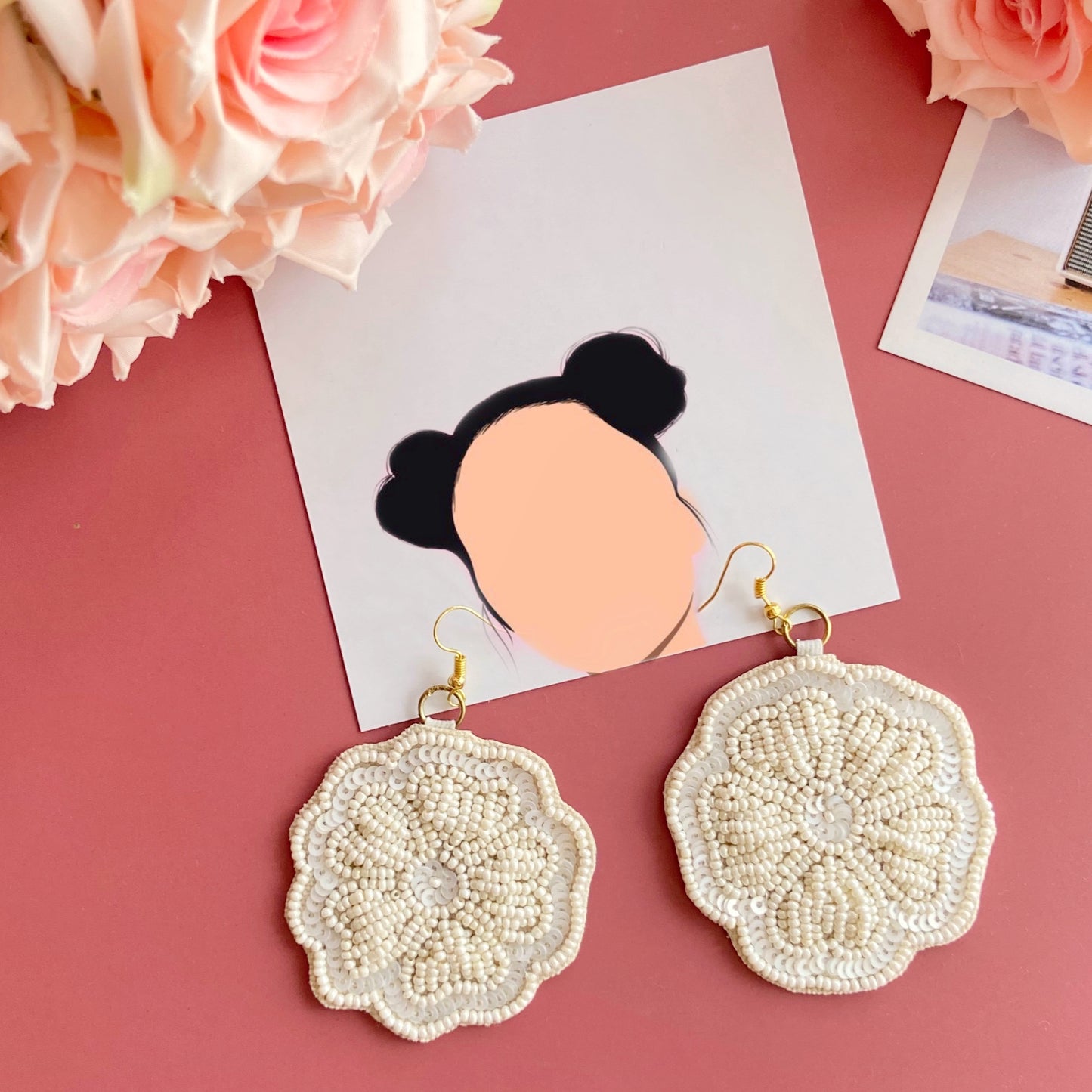 White Flower Earring