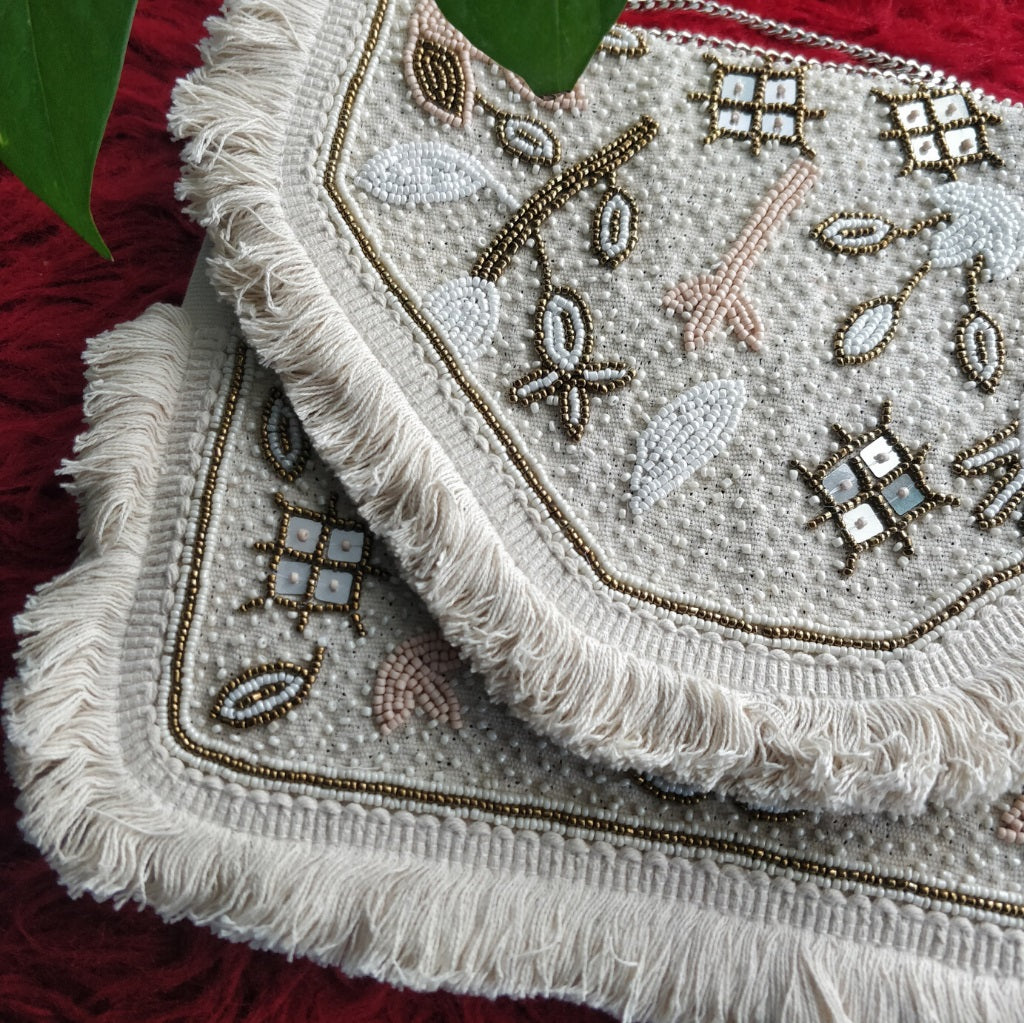 Snow Candy Cotton beadwork Boho Bag