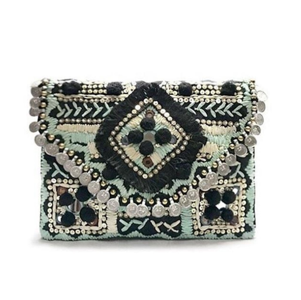 Forget-Me-Not Raffia Coin Clutch