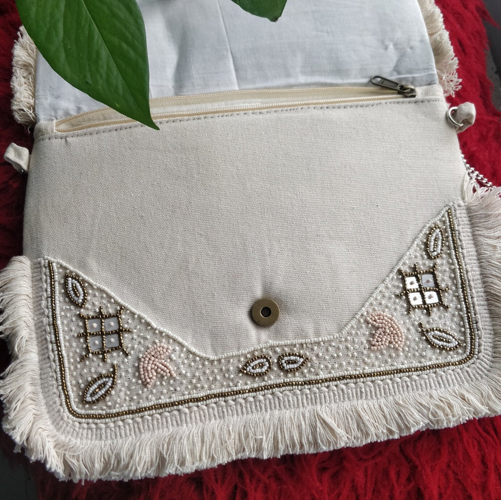 Snow Candy Cotton beadwork Boho Bag