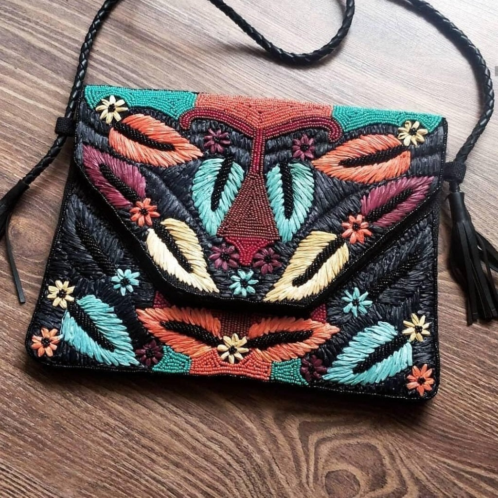 DayDream Raffia Black Clutch Boho Bag