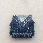 Prismatic Black Tassel Canvas Boho Bag