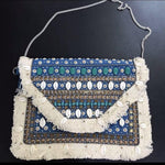 Vancouver Blue Shell Canvas Clutch Boho Bag