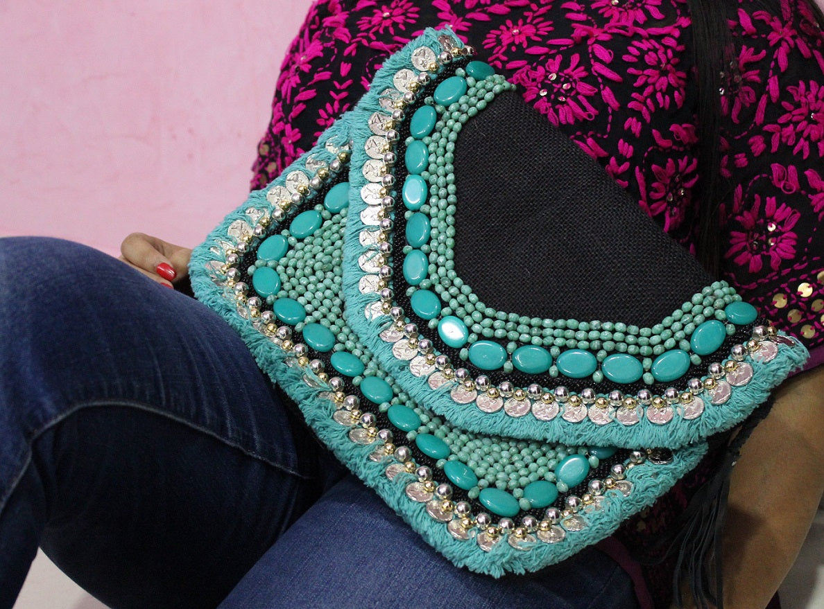 Turquoise Vaso - Glass Beads Bag