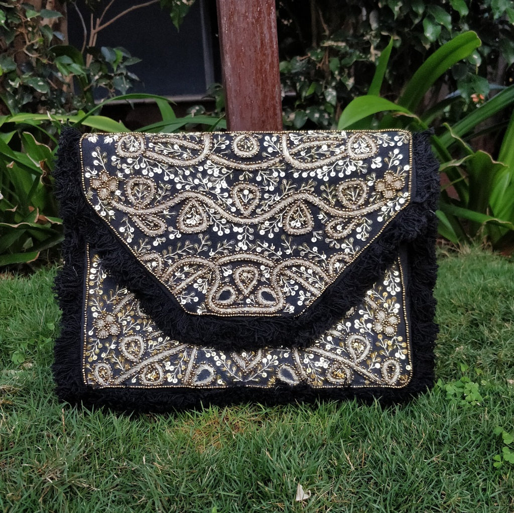 Gorgeous Gold Sequined Bohemian Clutch