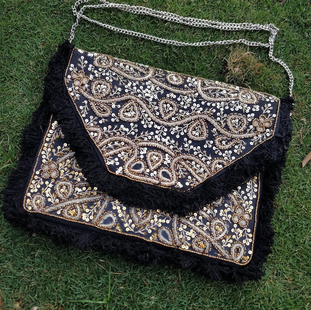 Gorgeous Gold Sequined Bohemian Clutch