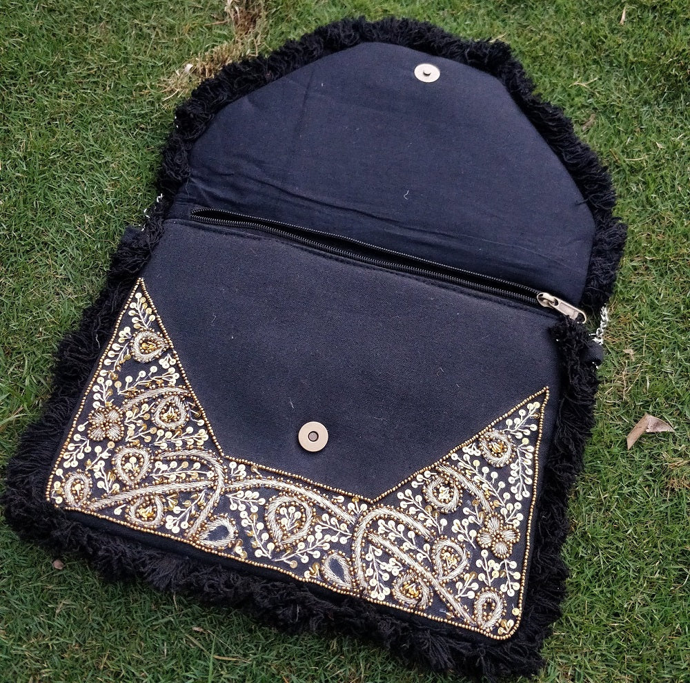 Gorgeous Gold Sequined Bohemian Clutch