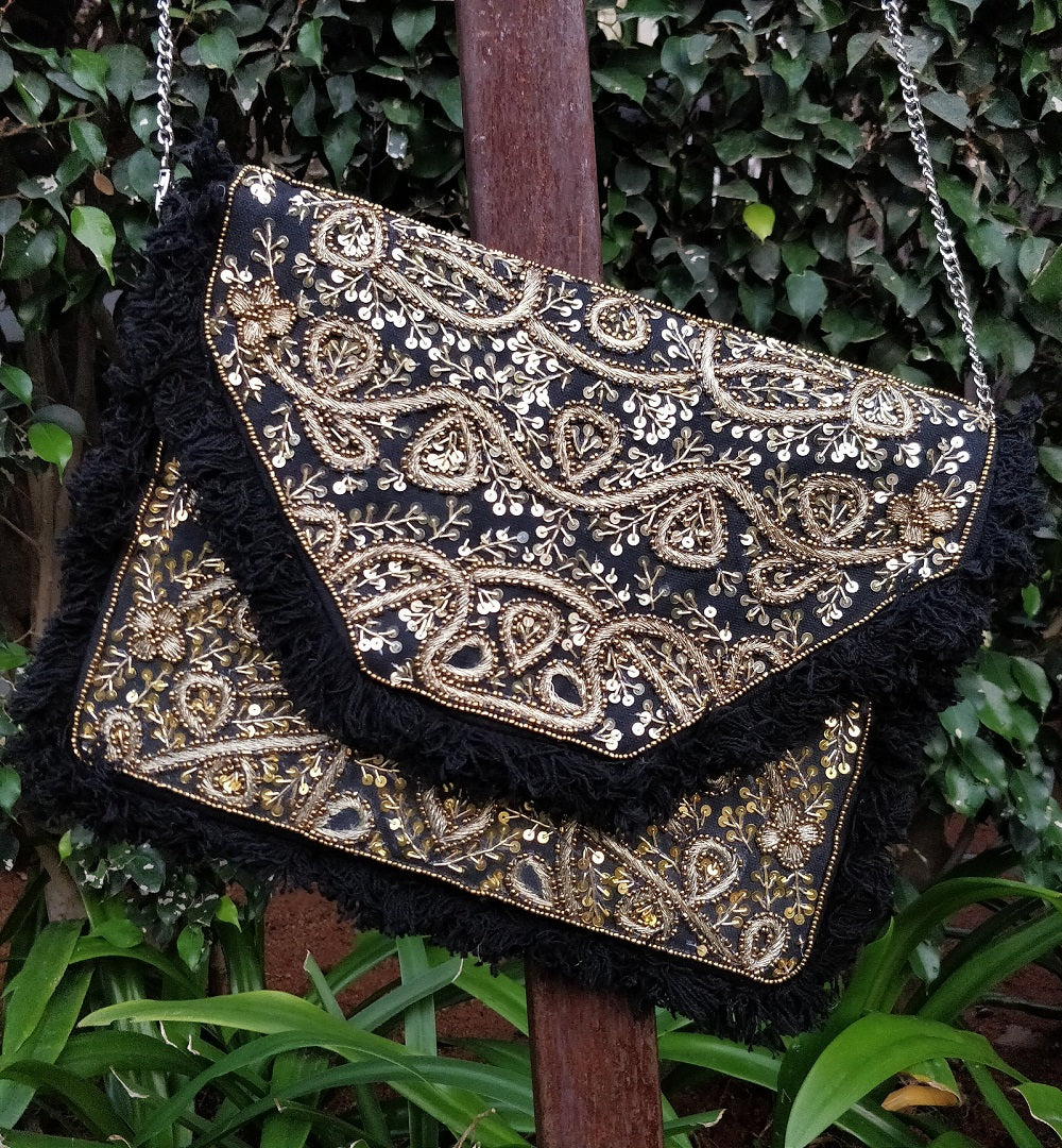 Gorgeous Gold Sequined Bohemian Clutch