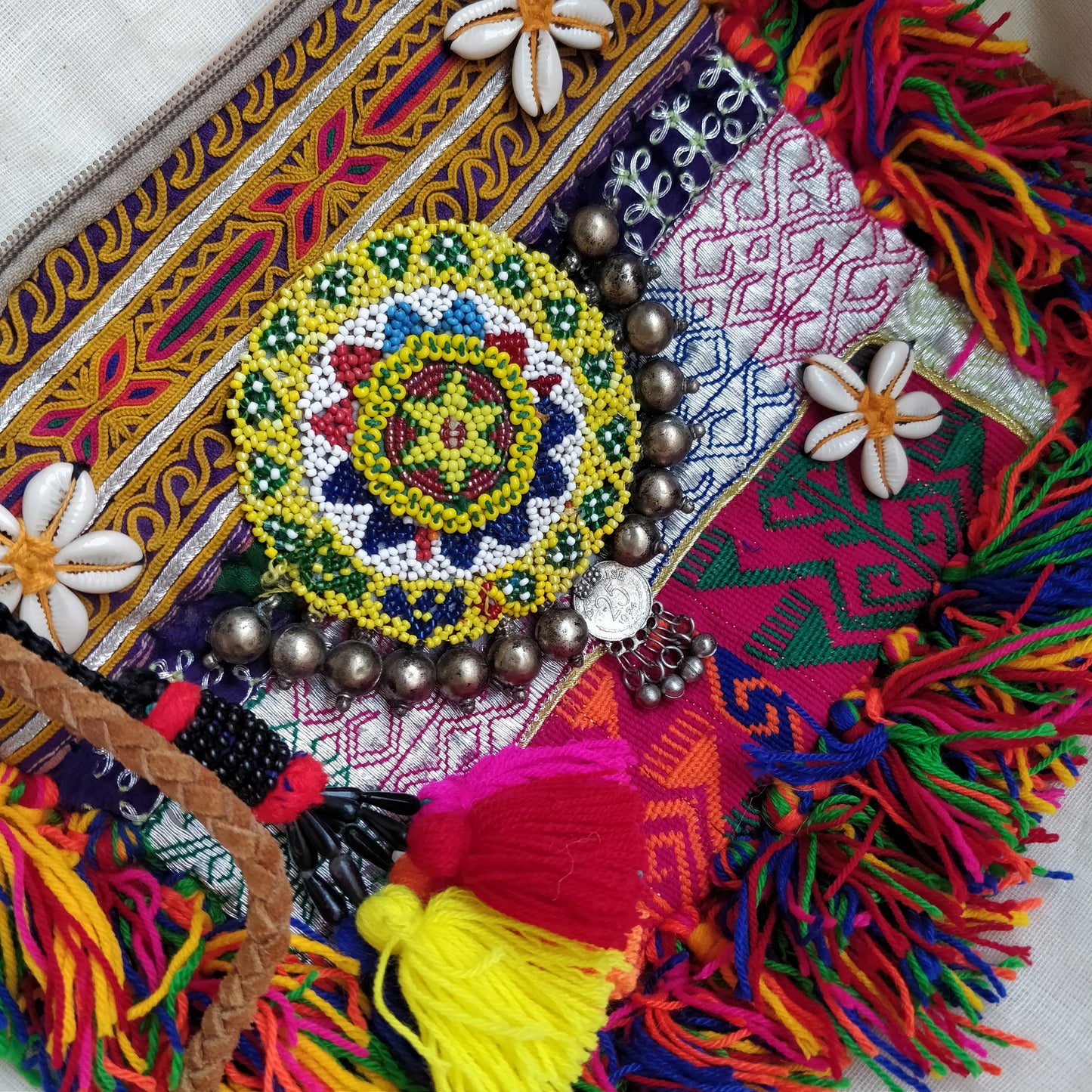 Colorful Banjara Tribal Pom Pom Bag