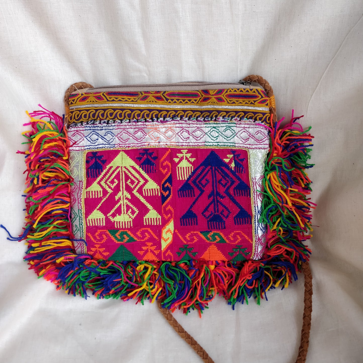 Colorful Banjara Tribal Pom Pom Bag