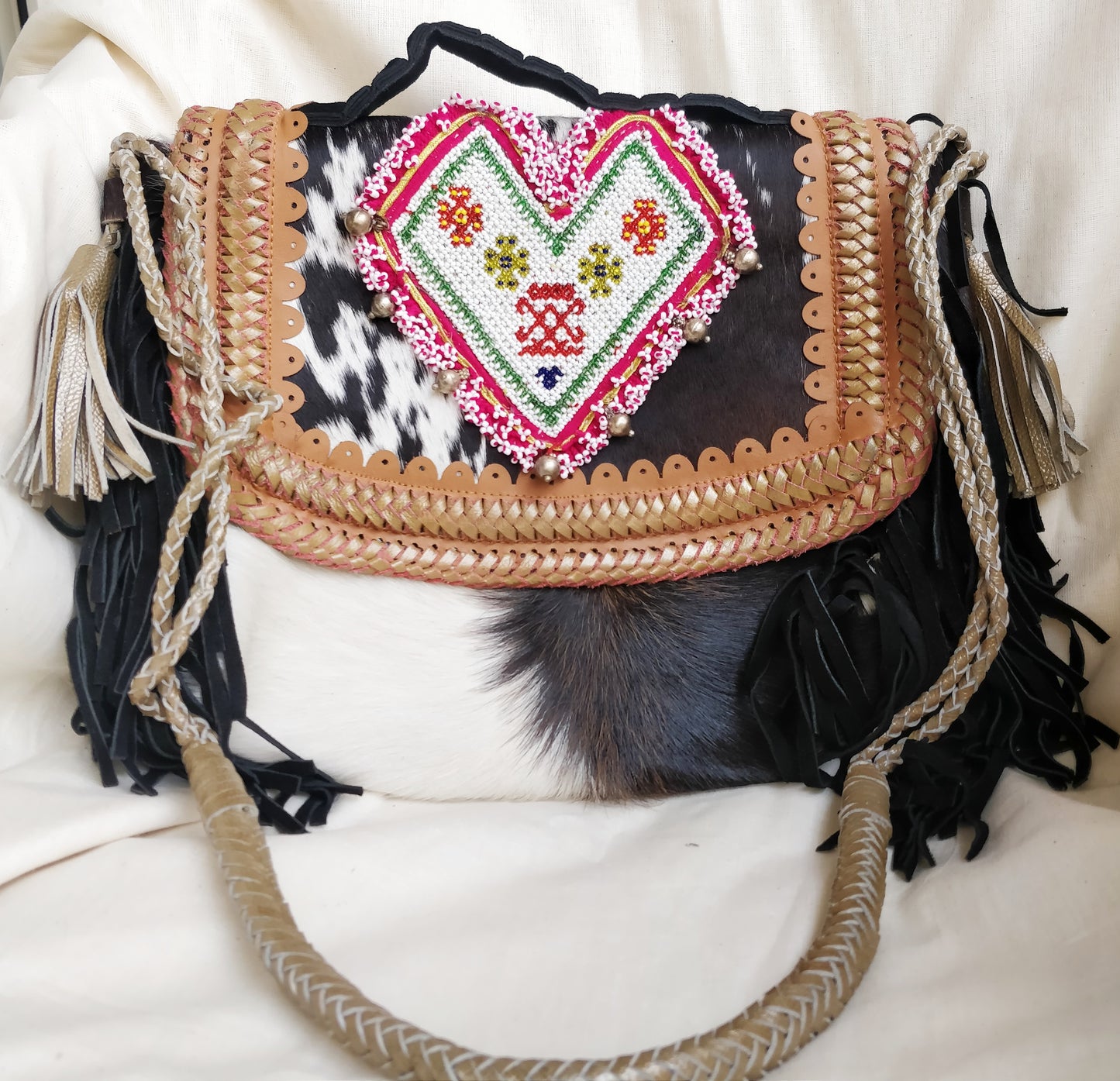 Premium Fur Leather Big Banjara Bag