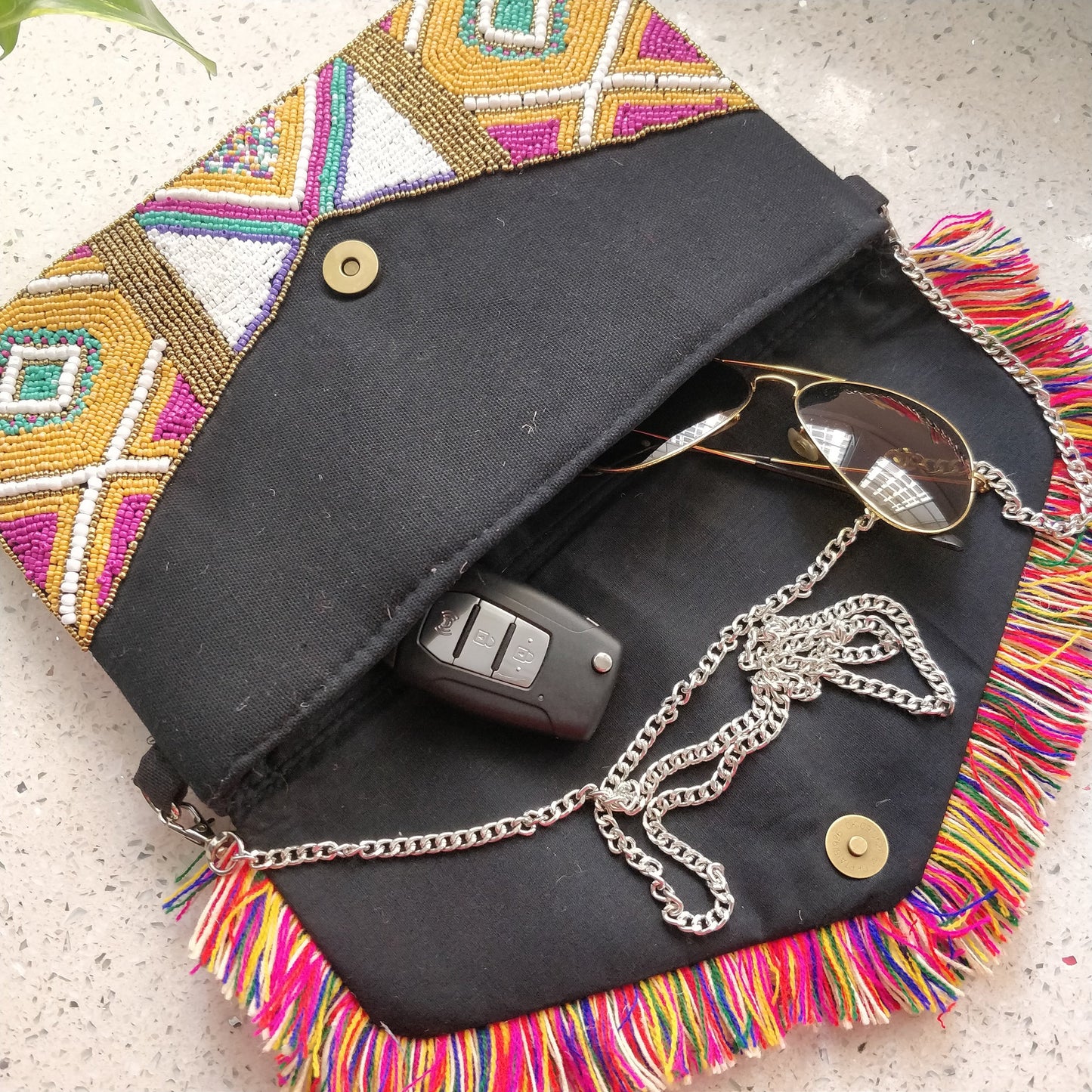 Kaleidoscopic Beaded Bohemian Clutch