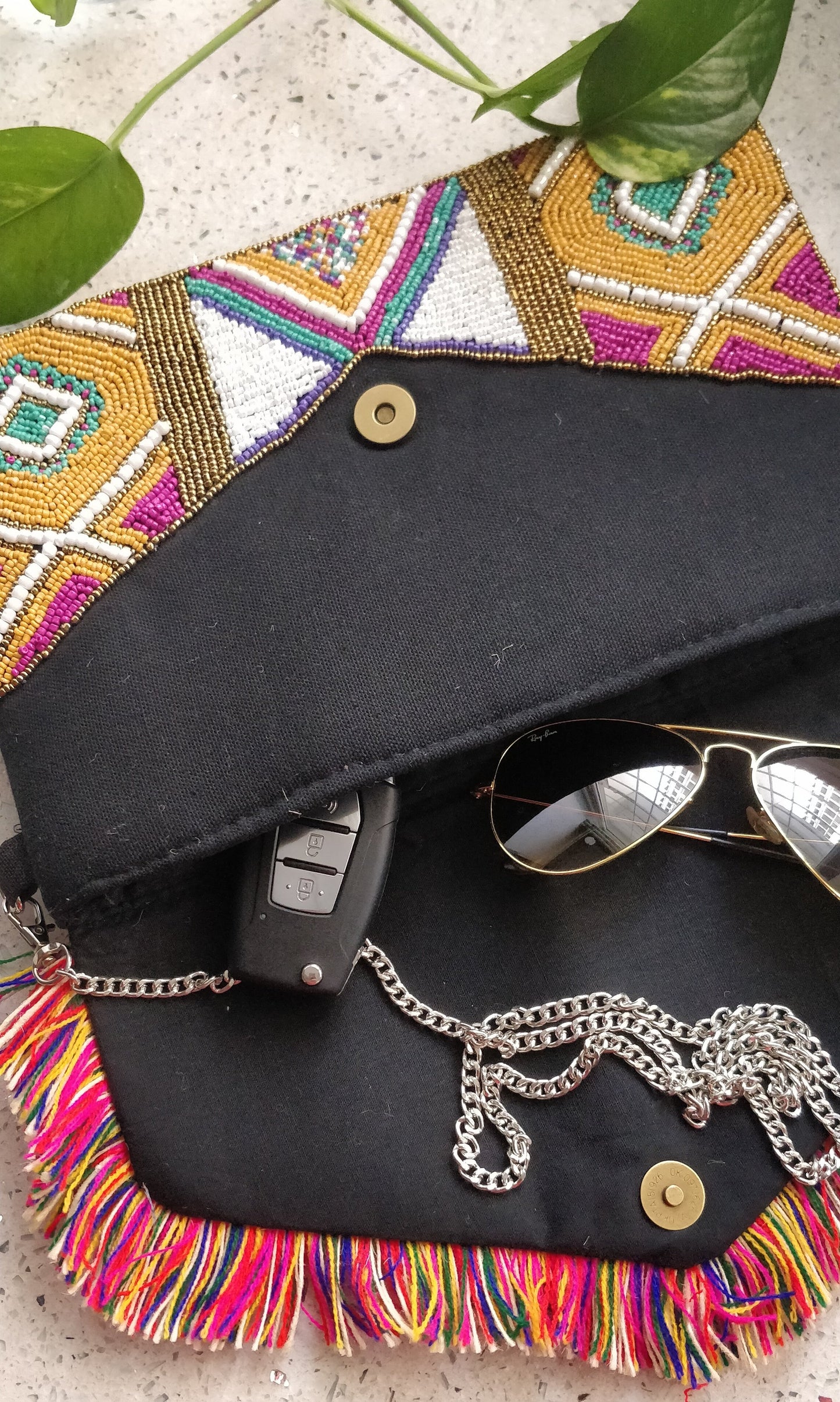 Kaleidoscopic Beaded Bohemian Clutch