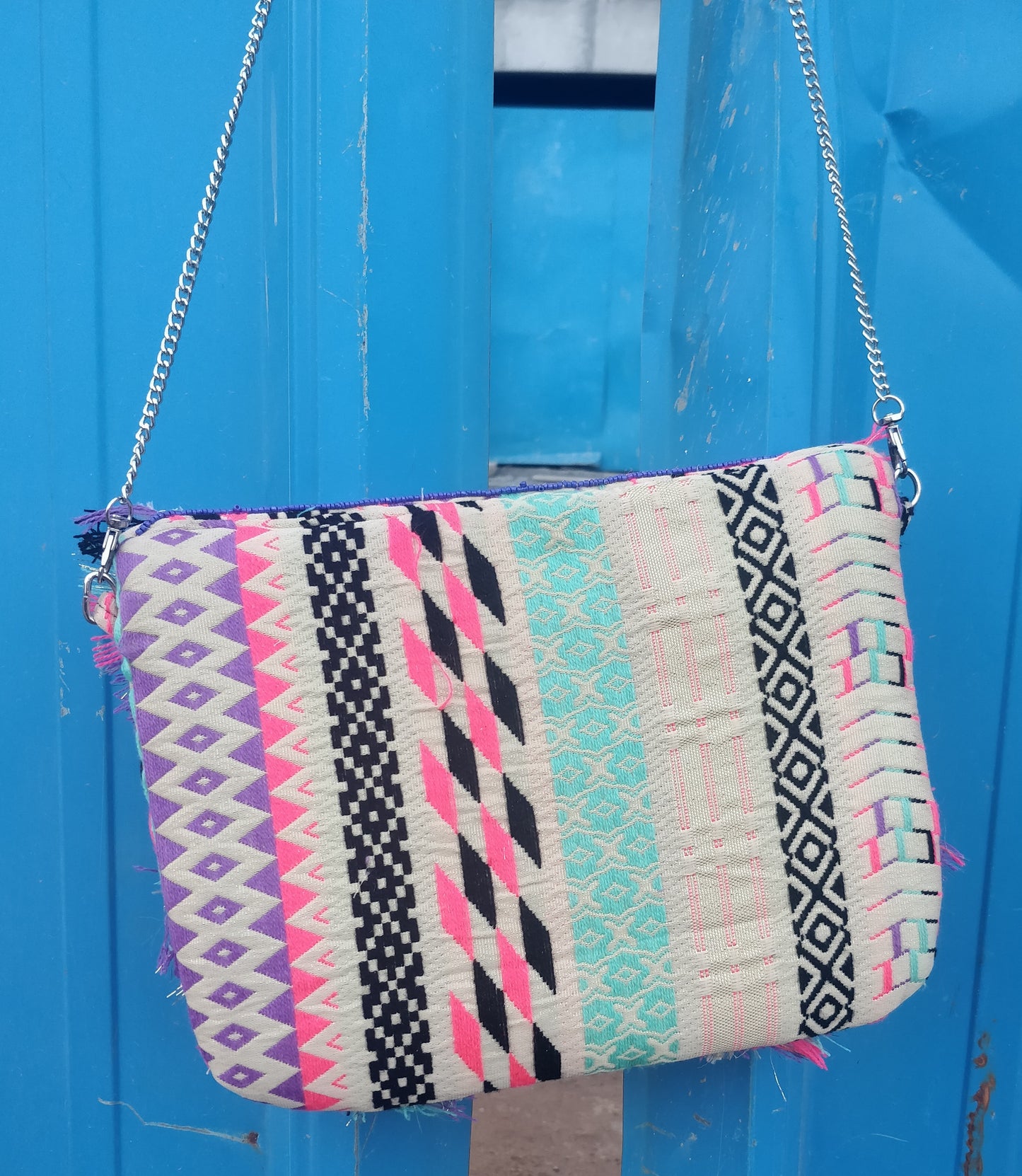 Multi Colored Jacquard Coin Bohemian Bag