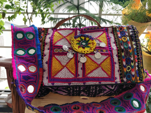 HUGE Ethnic Banjara Bag Old Recycled REVERSIBLE Indian Handmade Beaded Work  Boho | eBay