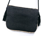 Aba Black Embroidered Jute Coin Clutch