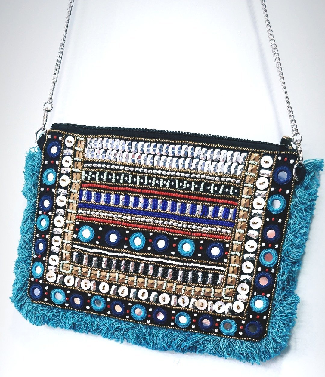 Bluey Beaded Boho Bag