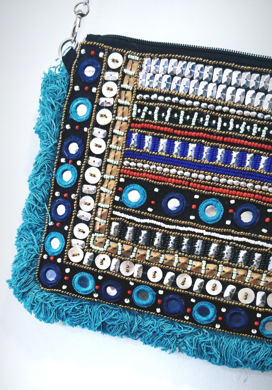 Bluey Beaded Boho Bag