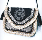 Aba Black Embroidered Jute Coin Clutch
