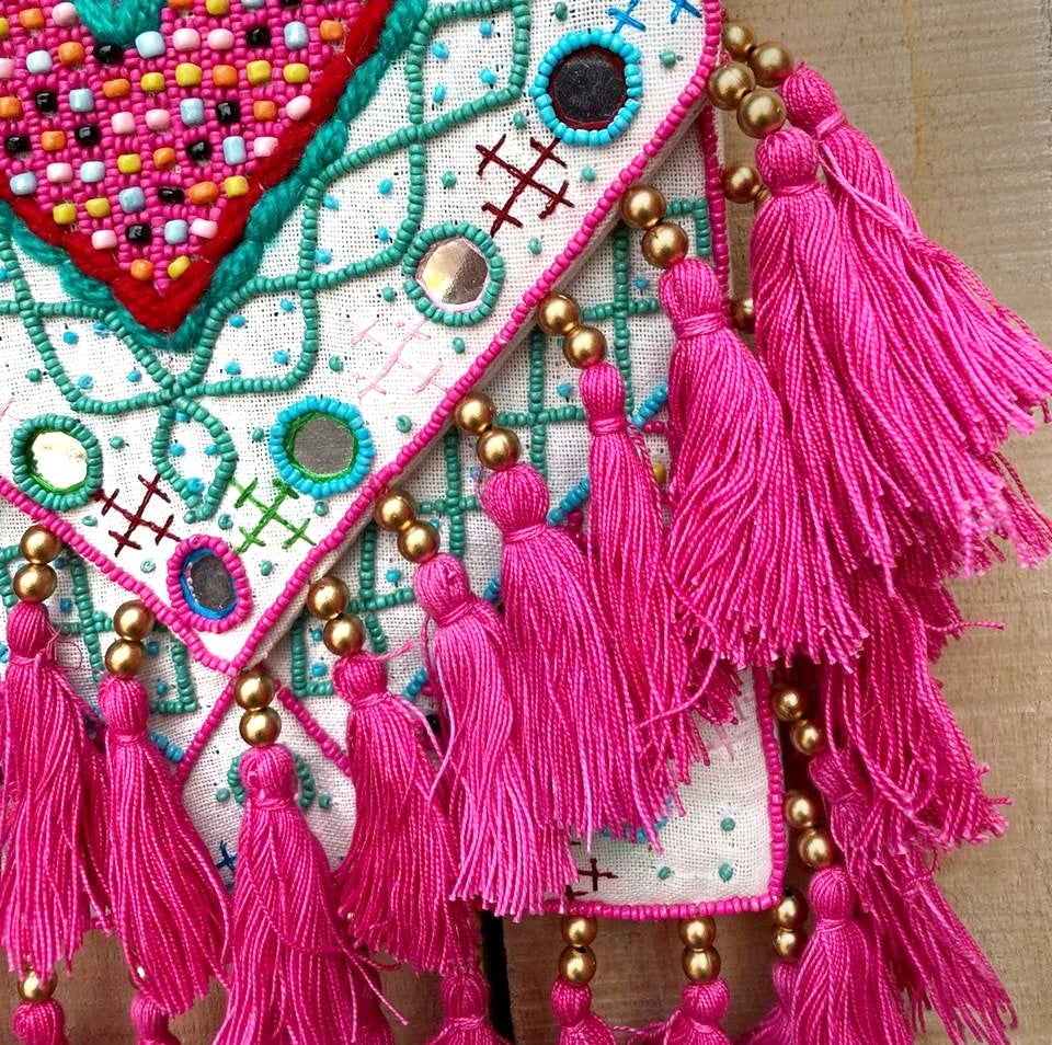 Cali Multicolored Tassle Canvas Boho Bag