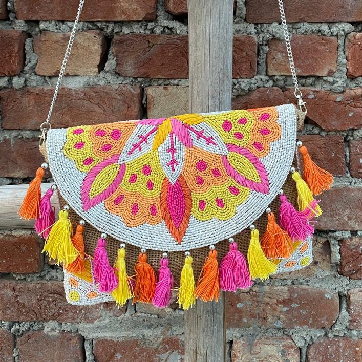 Lucia Yellow Pink Tassel