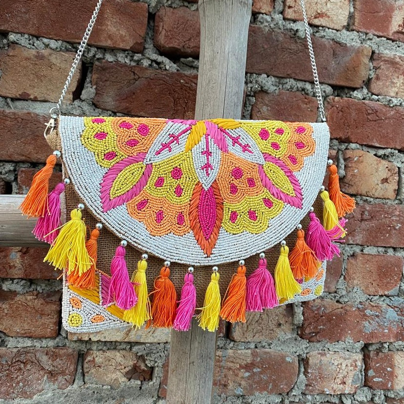 Lucia Yellow Pink Tassel