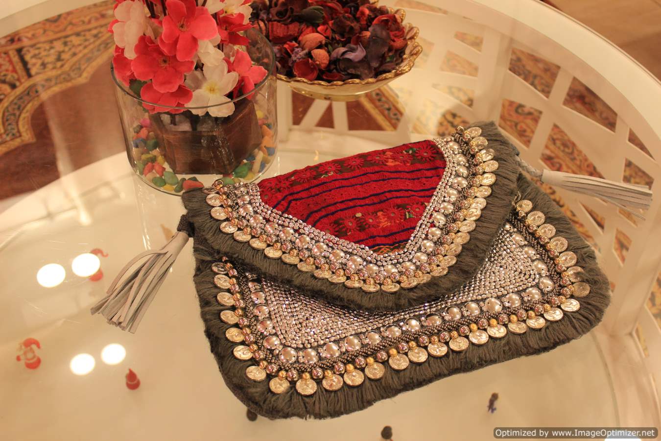 Grey Banjara Coin Clutch Boho Bag2