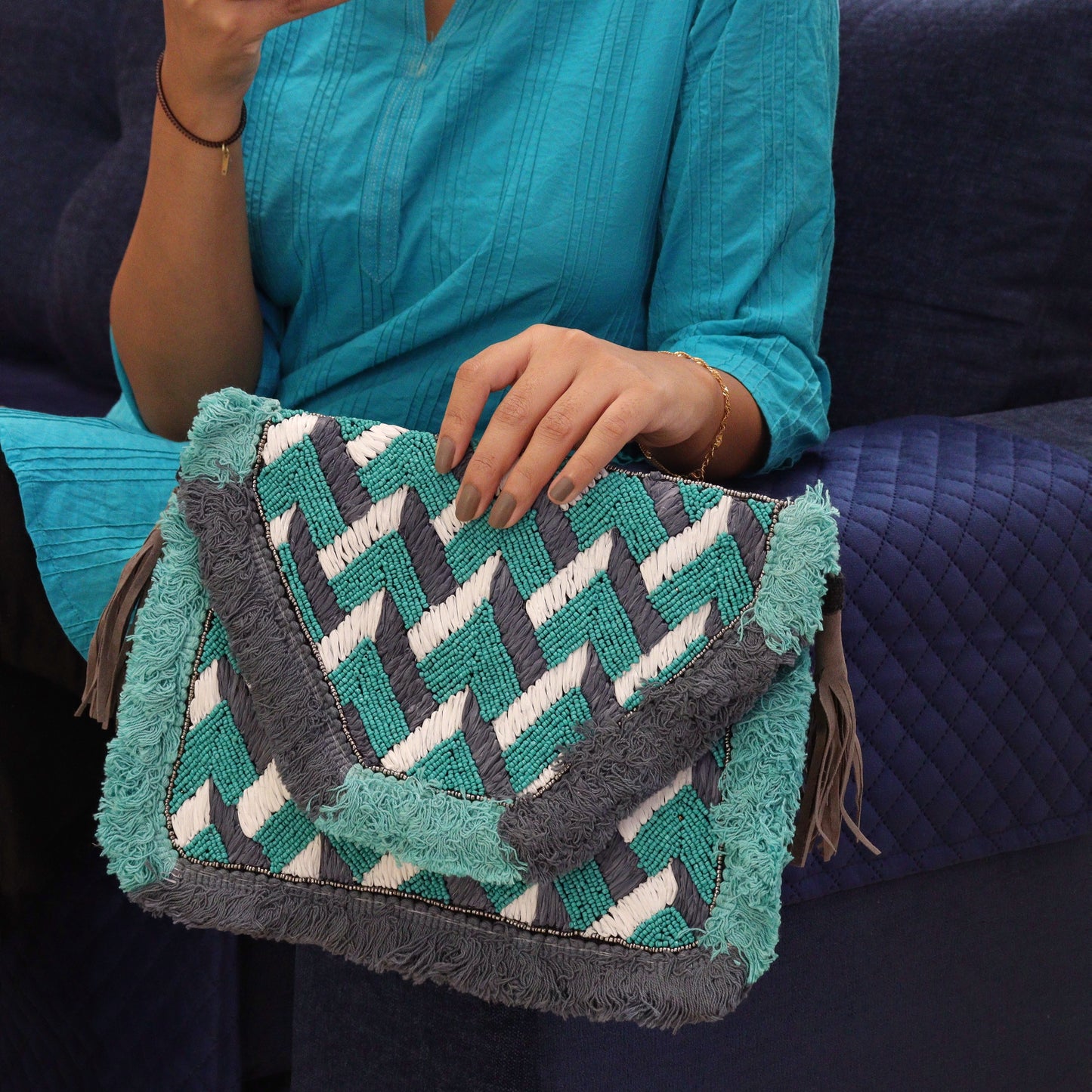 Avery Raffia Turquoise