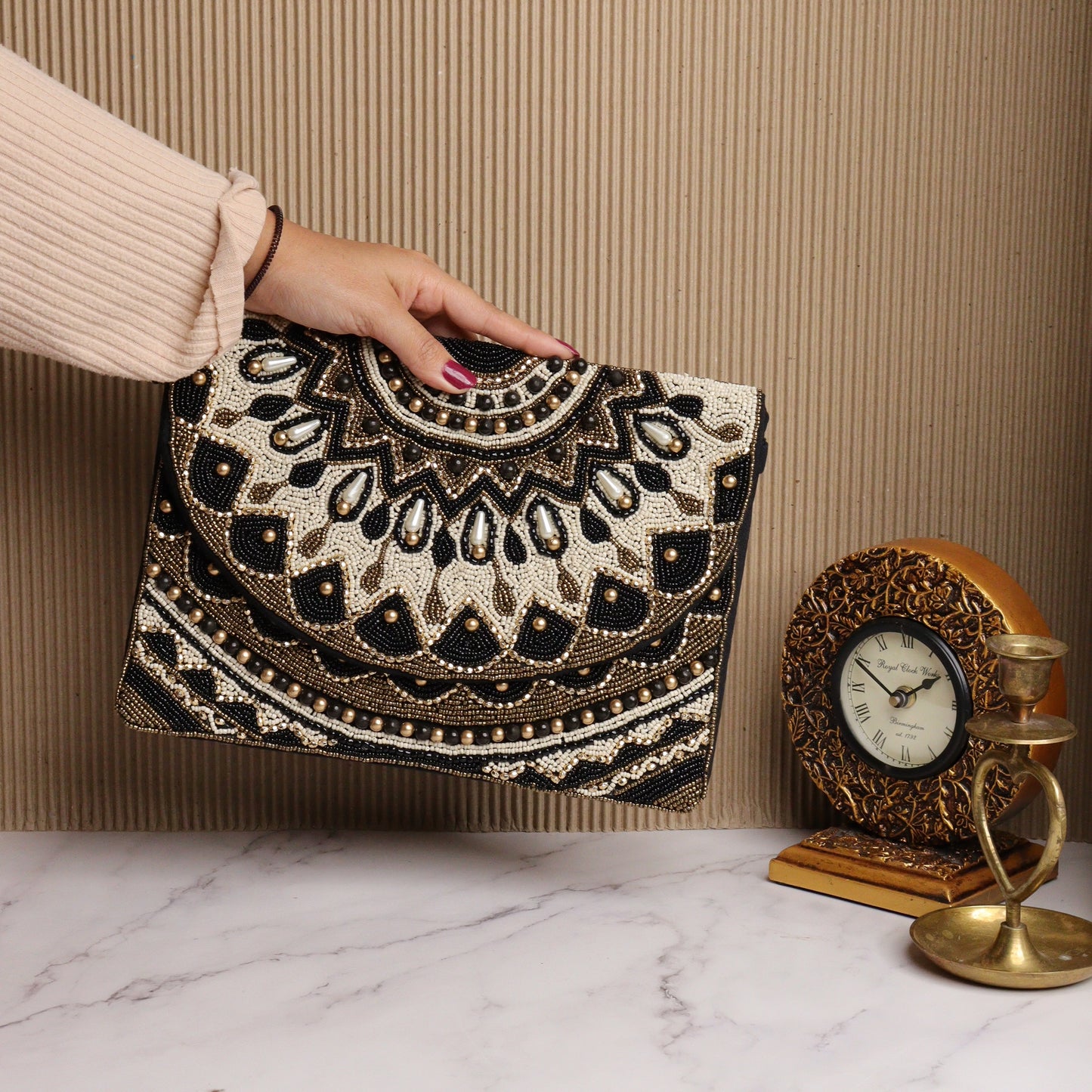 Crystal Maniac Black & White Beaded